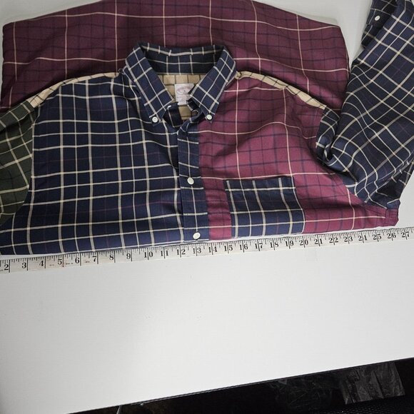Brooks Brothers Shirt Mens Large Red Blue Colorblock Plaid Preppy Button Up - Picture 8 of 10